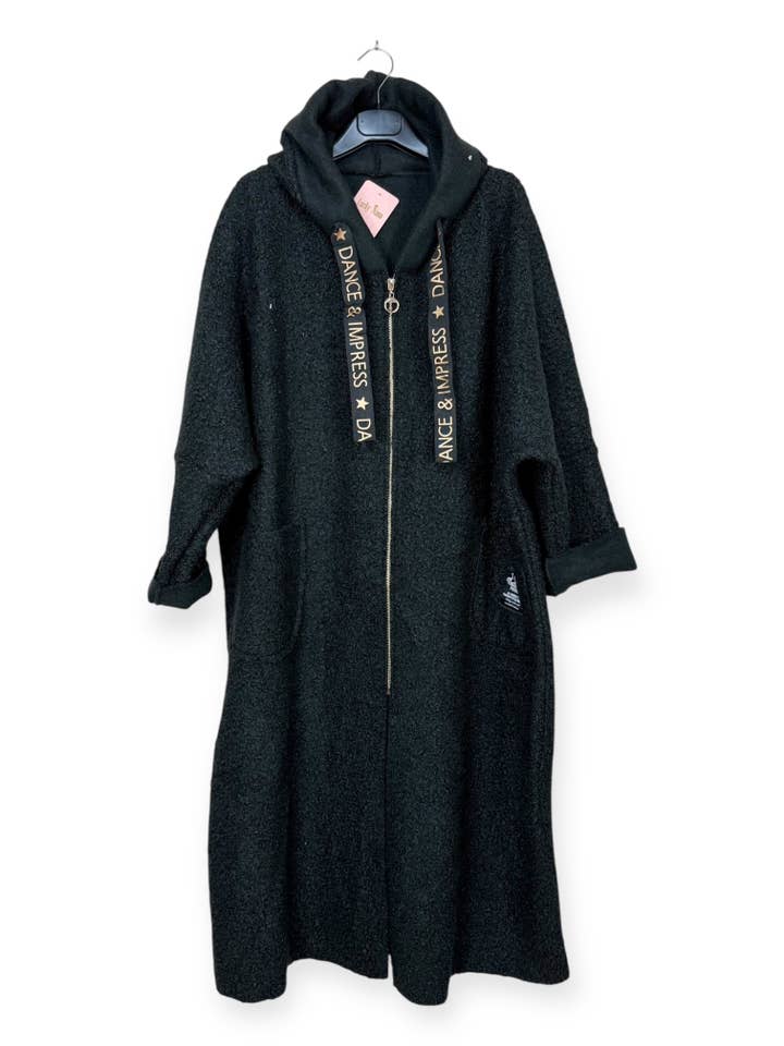 Lucky Nana - Wholesale Coat - Women's - AH 22158 - Long Coat in Bouclé Fabric24