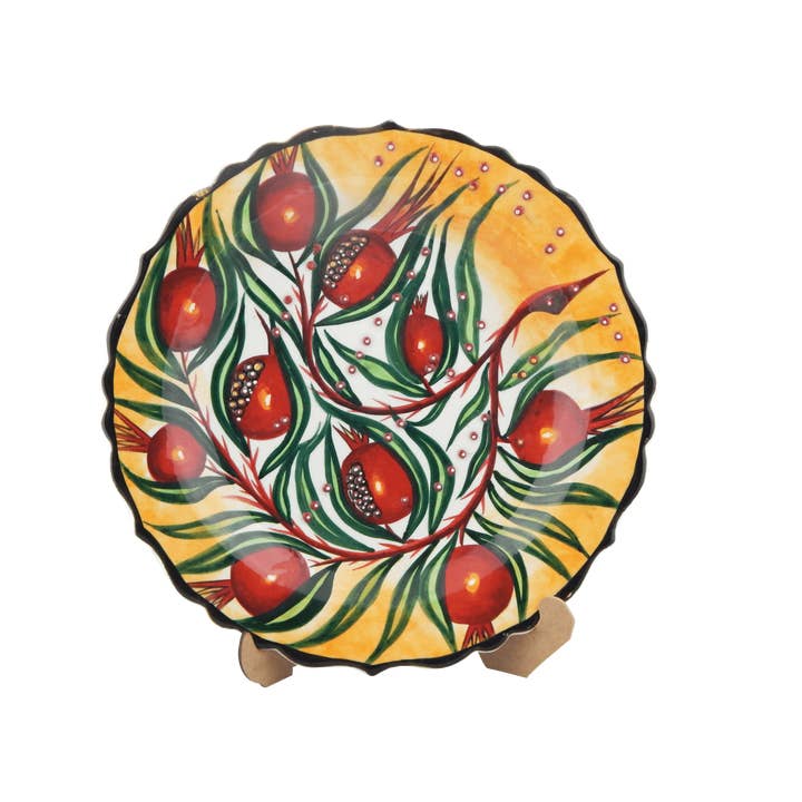 Turkish Ceramic Plate with Pomegranate Motifs - Wall Hanging for wholesale by Vintage Pillows Store