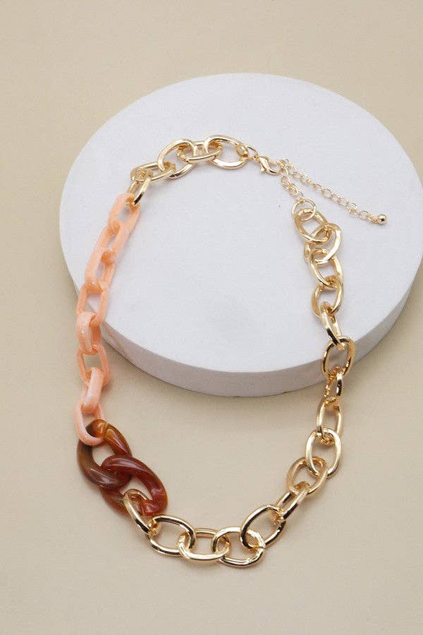 JOSSLYN by wall to wall - Wholesale Link & Chain Necklace - HANDMADE ACRYLIC MIX LINK CHAIN NECKLACE | 25N3165