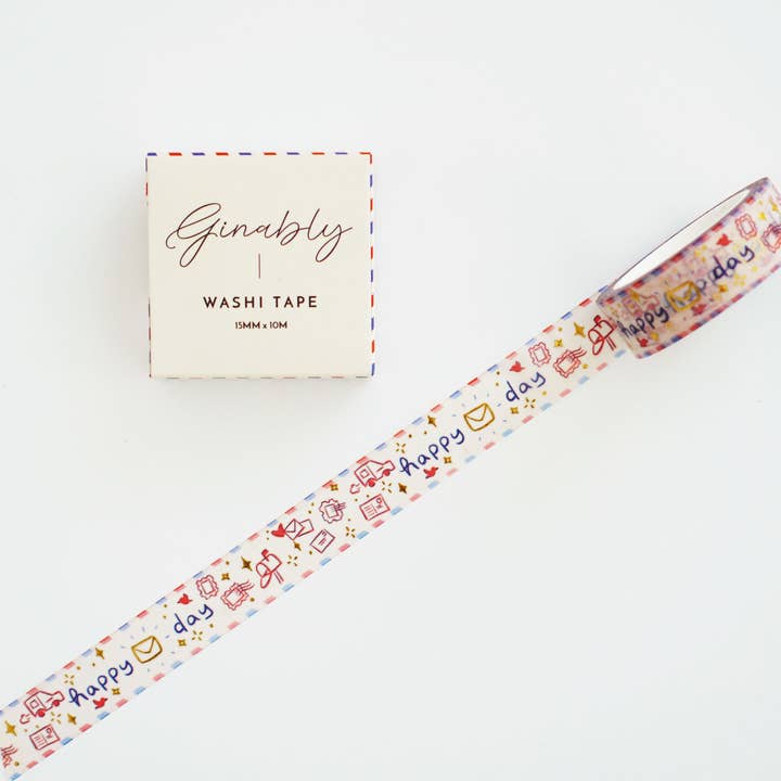 Happy Mail Day Gold Foil Washi Tape for wholesale by Ginably