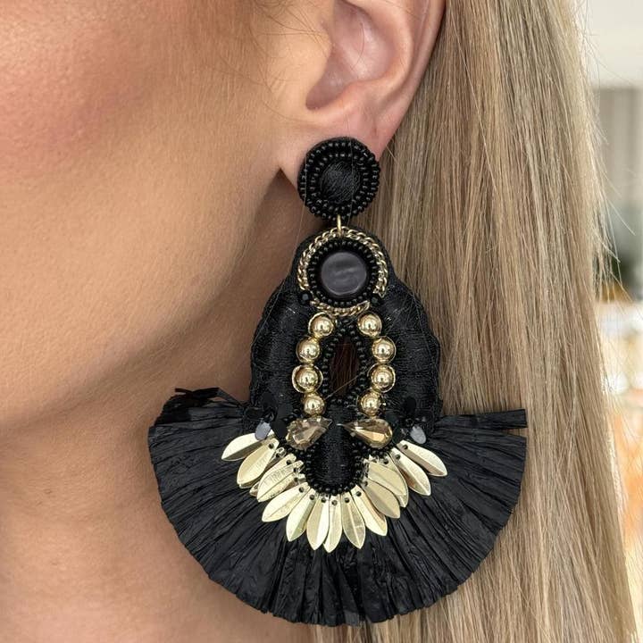 Statement Sequin Raffia Earrings for wholesale by AXESSI