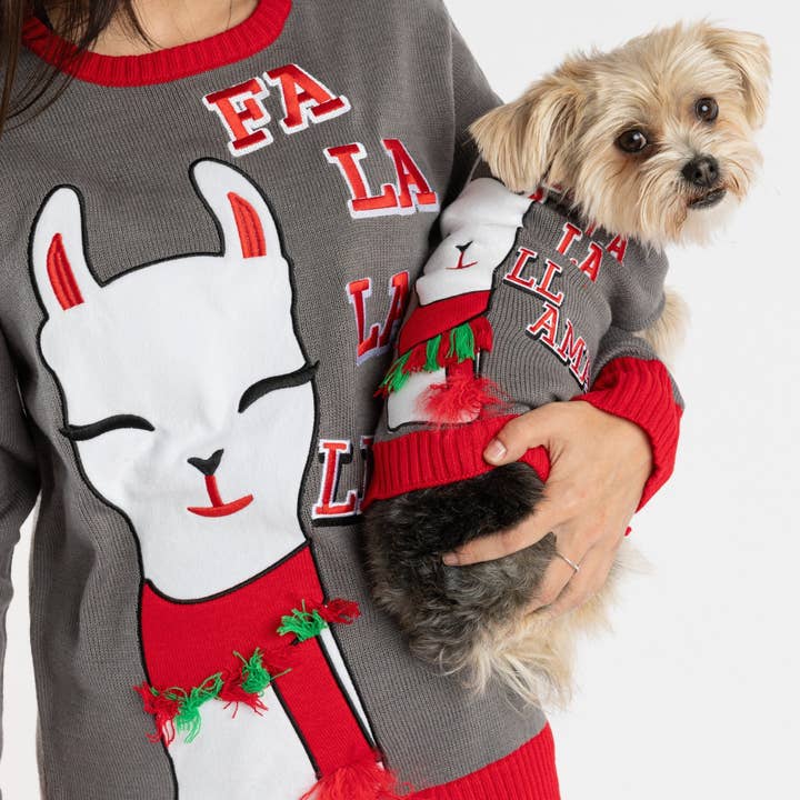 Silver Paw - Wholesale Pet Sweater - Dog - Ugly Xmas Dog Sweater - Fa La La Llama