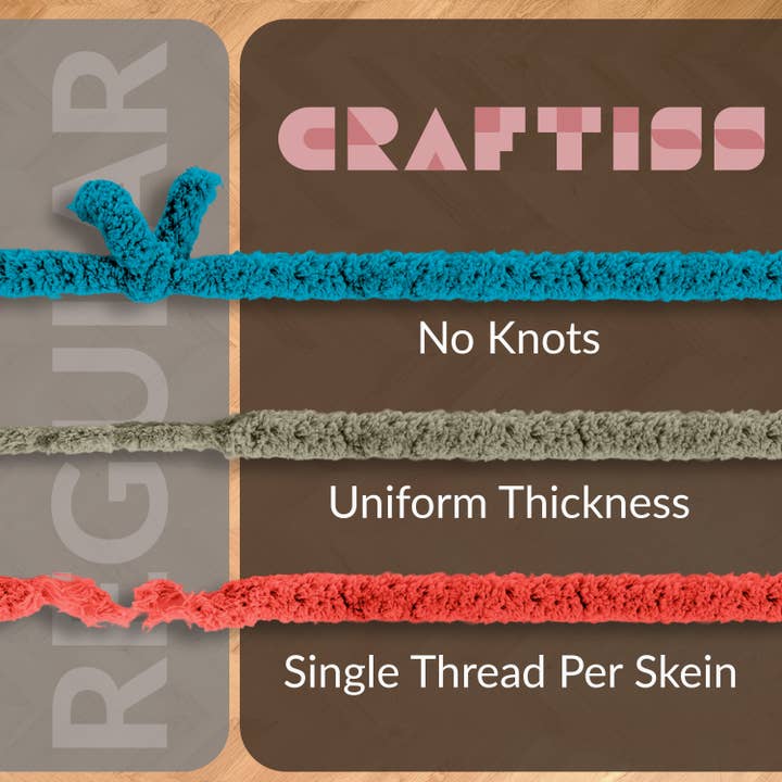 CRAFTISS LLC - Wholesale Yarn - 8 Rolls Chunky Chenille Yarn for Crocheting - Jumbo 7 Weight (27 yds, 8 oz Each Skein), Bulky Thick Crochet Knit Blanket Chunky Yarn for Hand Knitting with Giant Hook and Needles