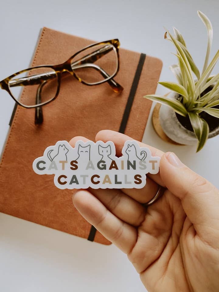 Cats Against Catcalls Sticker for wholesale by Dawning Designs