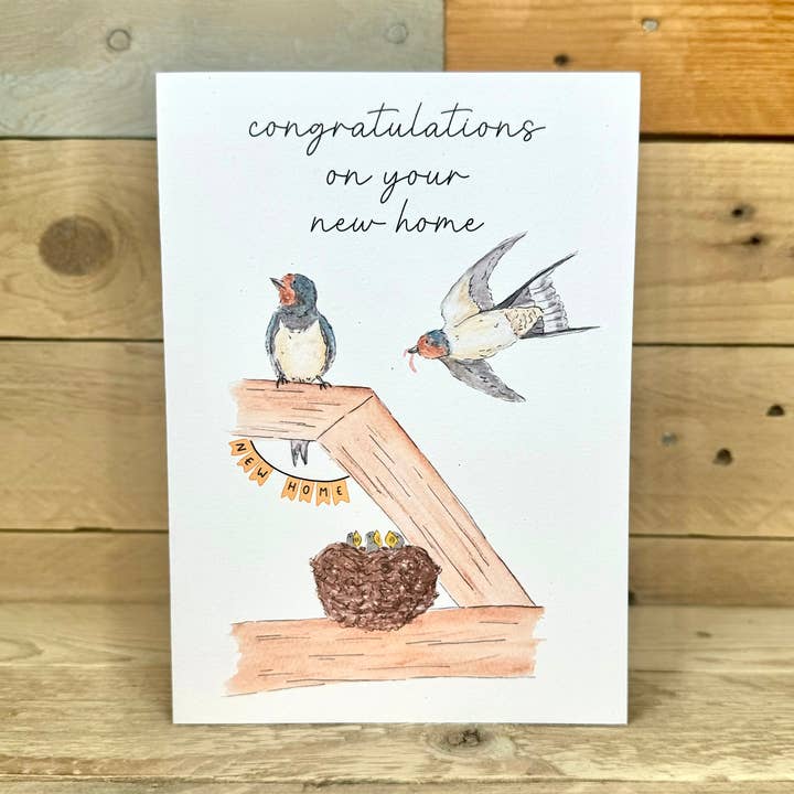 Swallow Bird New Home-kaart voor wholesale door Arty Bee Designs