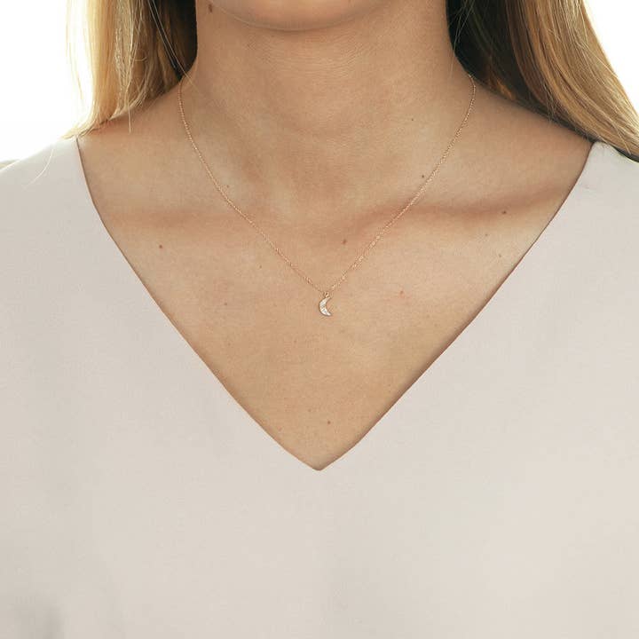 Half Moon Necklace, 18K Rose Gold for wholesale by Leaf Jewelry