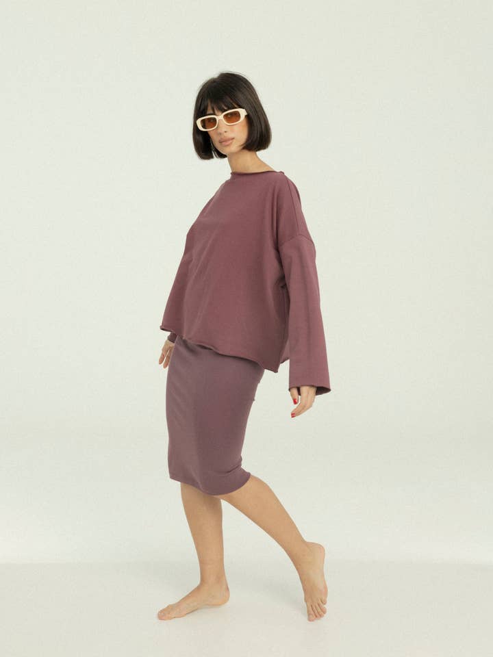 Falda tubo midi de algodón orgánico reciclado 03h para venta al por mayor de Your Human Soul