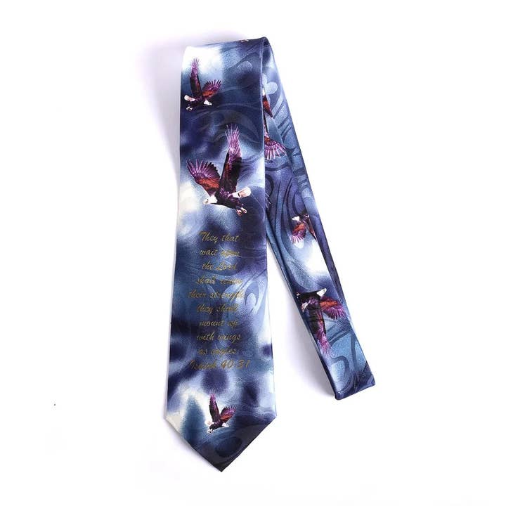 Tie Polyester - Isaiah 40:31 Eagles - Navy for wholesale by Swanson Christian Products