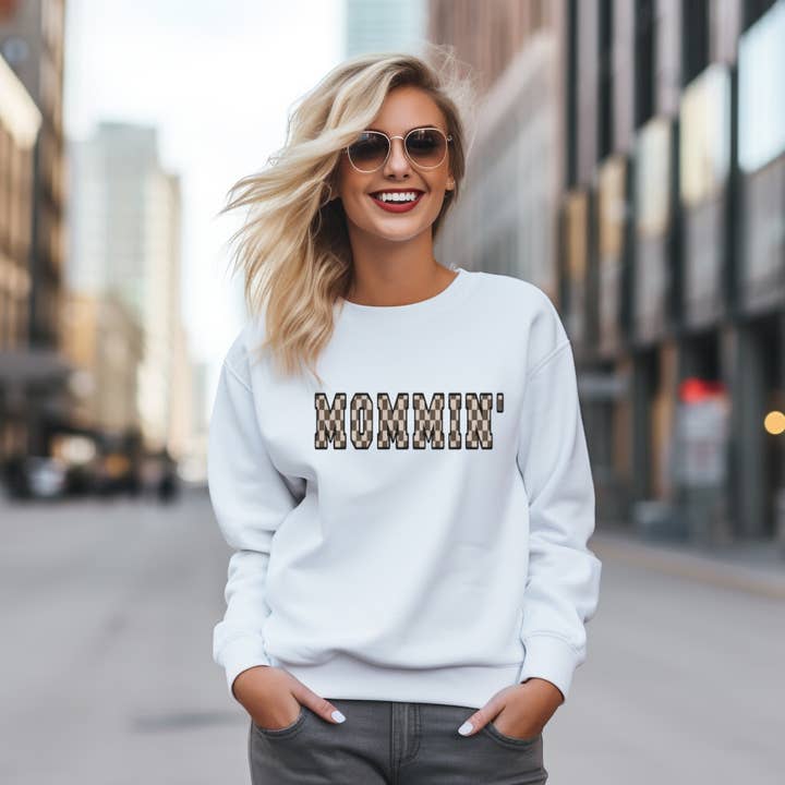 Woman's Minimalist Mommin' White Sweatshirts for wholesale by Rufflеѕ & Bоwtіеѕ - Affordable Boys & Girls Clothing