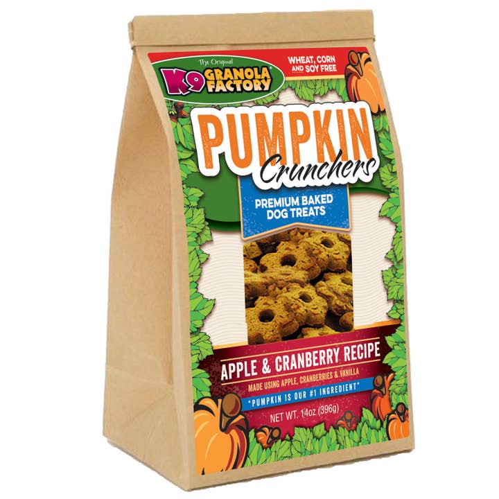 Pumpkin Crunchers, Apple & Cranberry Recipe Dog Treats, 14oz for wholesale by K9 Granola Factory