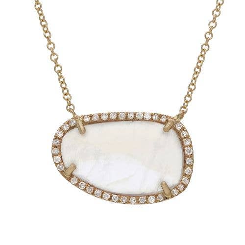 Diamond Rainbow Moonstone Necklace 12.40x19mm for wholesale by Jewels of Mewar