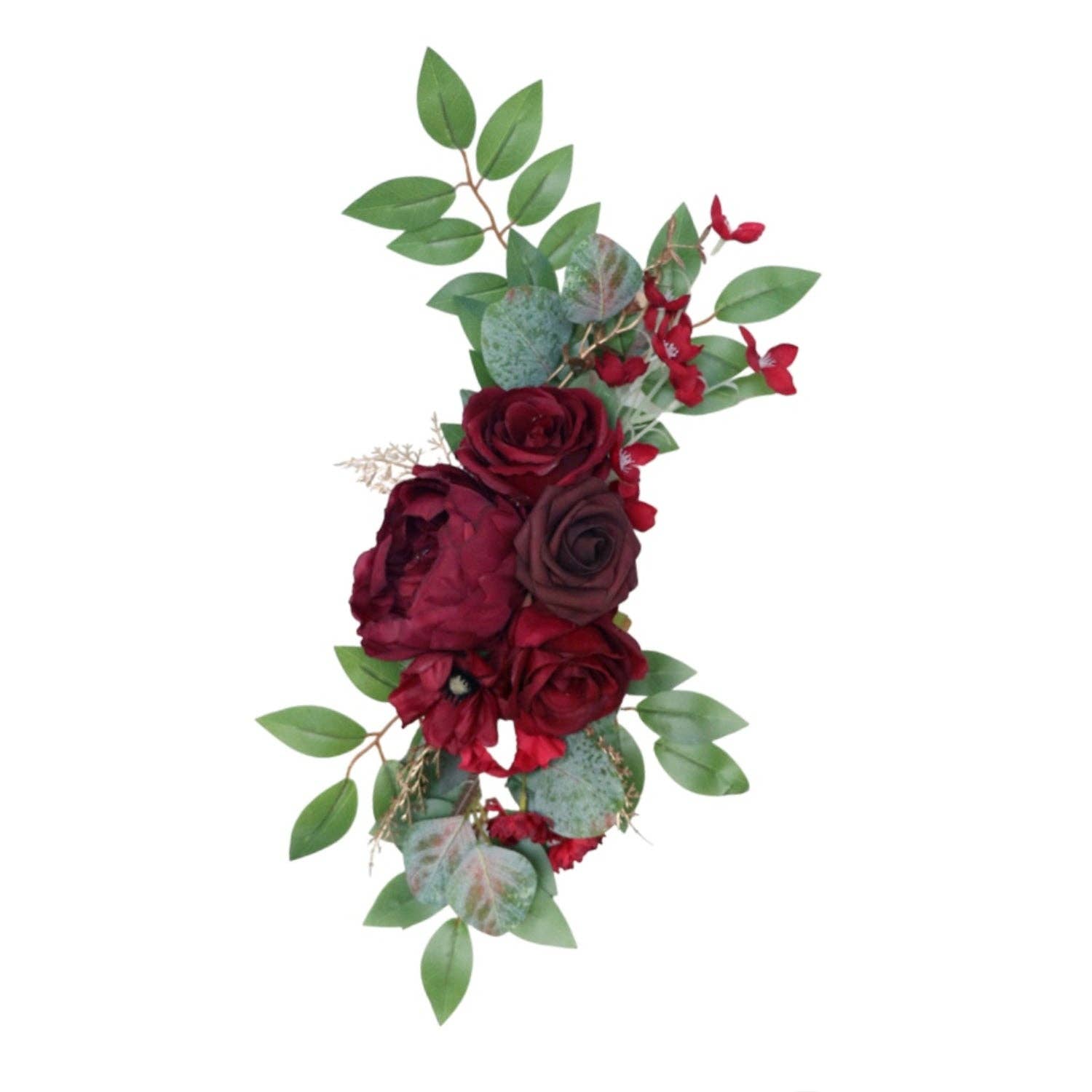 Sun Decorer - Wholesale Artificial Flowers - Artificial Red Rose Wedding Arch Decor (Set of 2)2