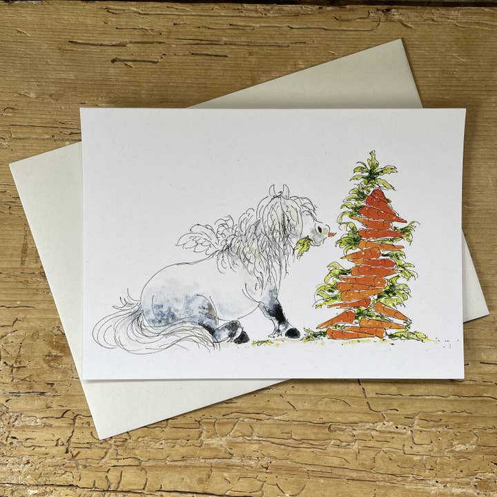 Pony Nut Gifts - Wholesale Christmas card - Angel Pony Christmas Card - White Pony A6 Watercolour Card2