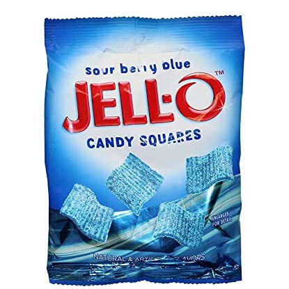 Shop The King - Wholesale Gummy - Jell-O Gummi Candy, Sour Berry Blue Squares, 4.5 Ounce Bag