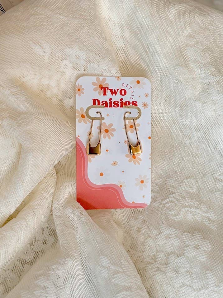 Paperclip Earrings, Gold/Rhodium Plated for wholesale by Two Daisies Retail