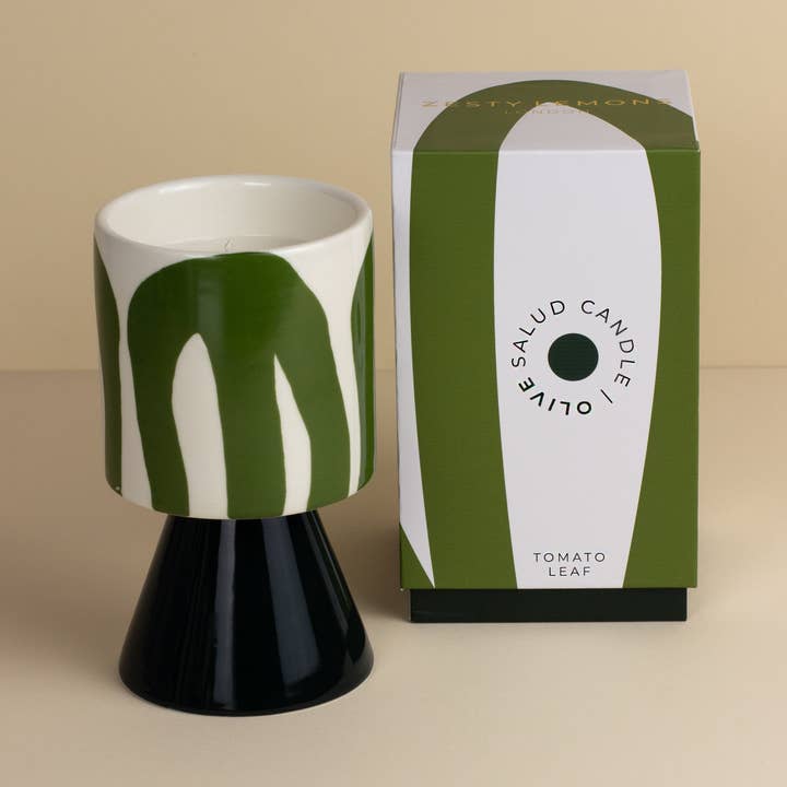 Kiln: Drip Glaze Candle Olive - Activated Charcoal & Matcha for wholesale by Zesty Lemons