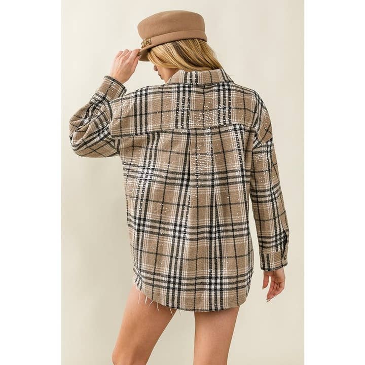 IVE – Engroshandel Jakke - Dame – HELDÆKKENDE KLARE PAILLETTER VINTAGE PLAID JAKKE3