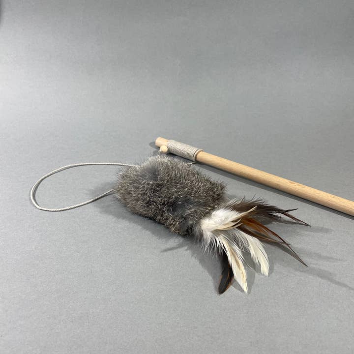 Pawsome Pet Toys - Wholesale Pet toy – Cat - Natural wand toy, Cat teaser with rabbit fur and feathers1