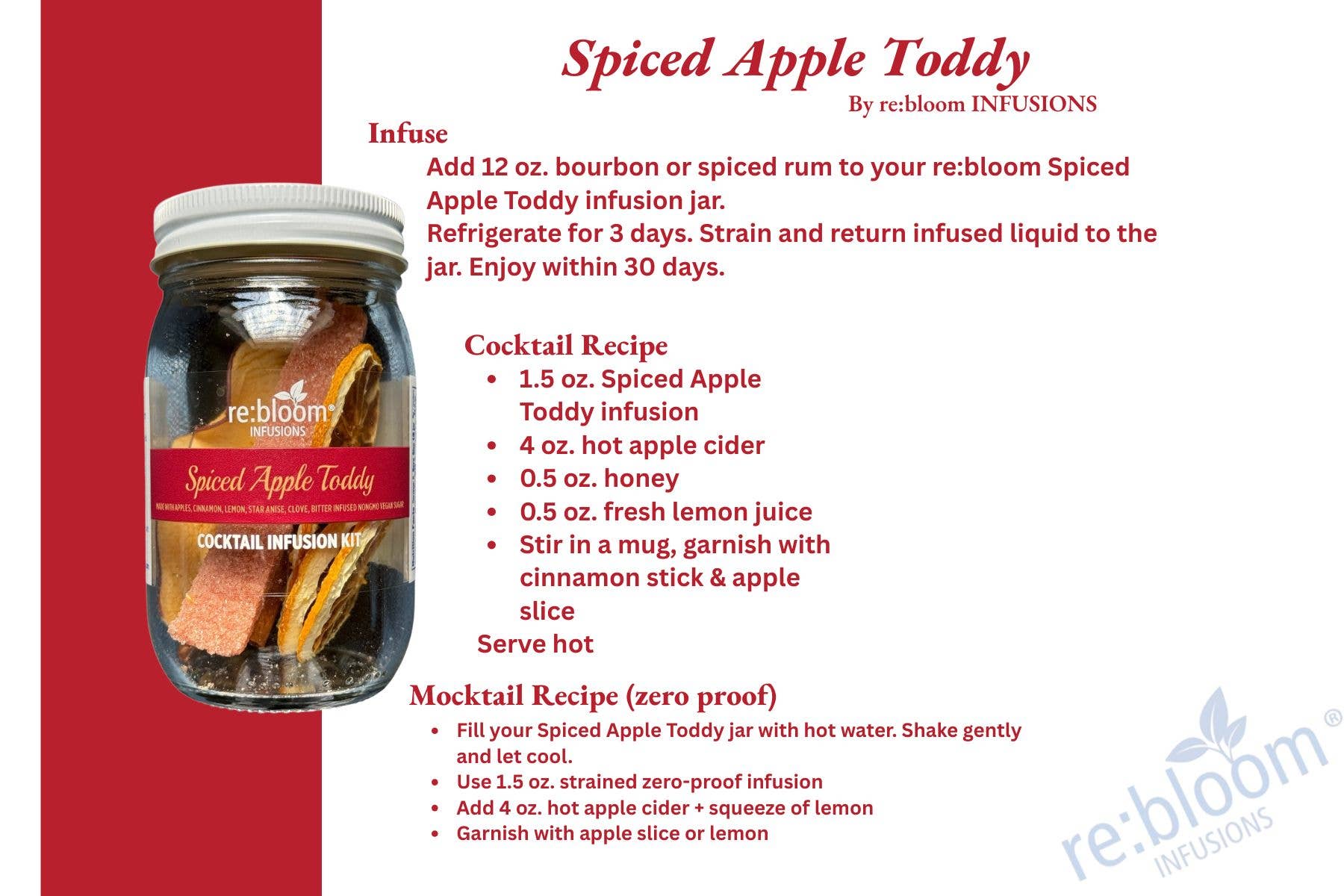 RE:BLOOM INFUSIONS LLC - Wholesale DIY Drink Kit - Spiced Apple Toddy Fall Winter Dehydrated Infusion Kit3
