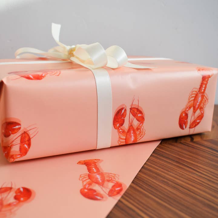 studio frewb - Wholesale Flat Wrap - Lobster gift wrap (pink) - single sheets 5