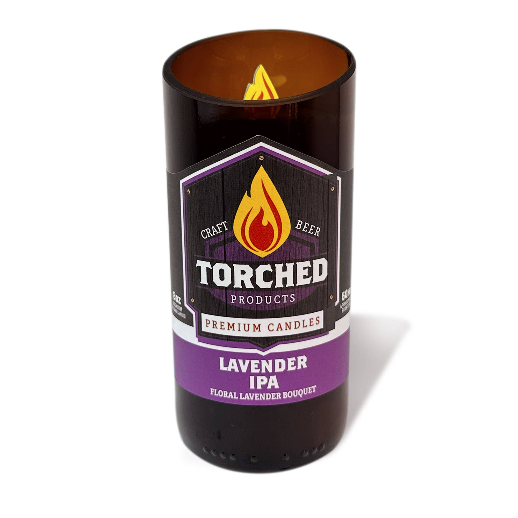 Torched Products - Vendita all'ingrosso Candela in vasetto - Candela bottiglia di birra torciata 8 oz - Lavanda IPA3