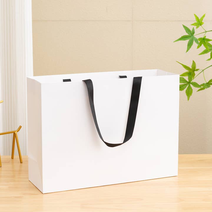 ByHome - Wholesale Gift Bag - 10pcs, premium Threaded Rope White Gift Bag w/ free tissue