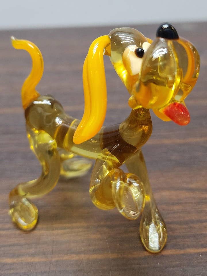 Naturally Colored Glass Figurine - Handcrafted - Spaniel Design for wholesale by Glass by Iness