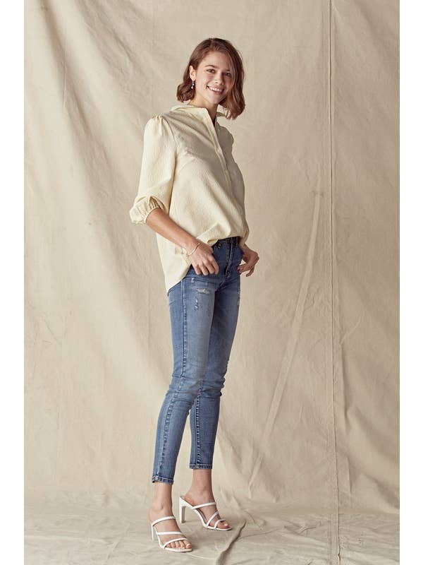 Doe and Rae – Großhandel Hemd mit Button-down-Kragen – Damen – Poet Hemd mit Nadelstreifen - 14037T2