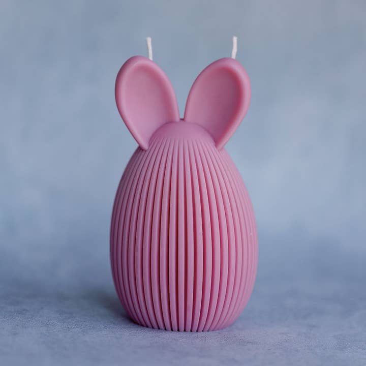 Verba Candle Co – wholesale Prydnadsljus – Randigt påskhareäggljus, bordsdekoration0