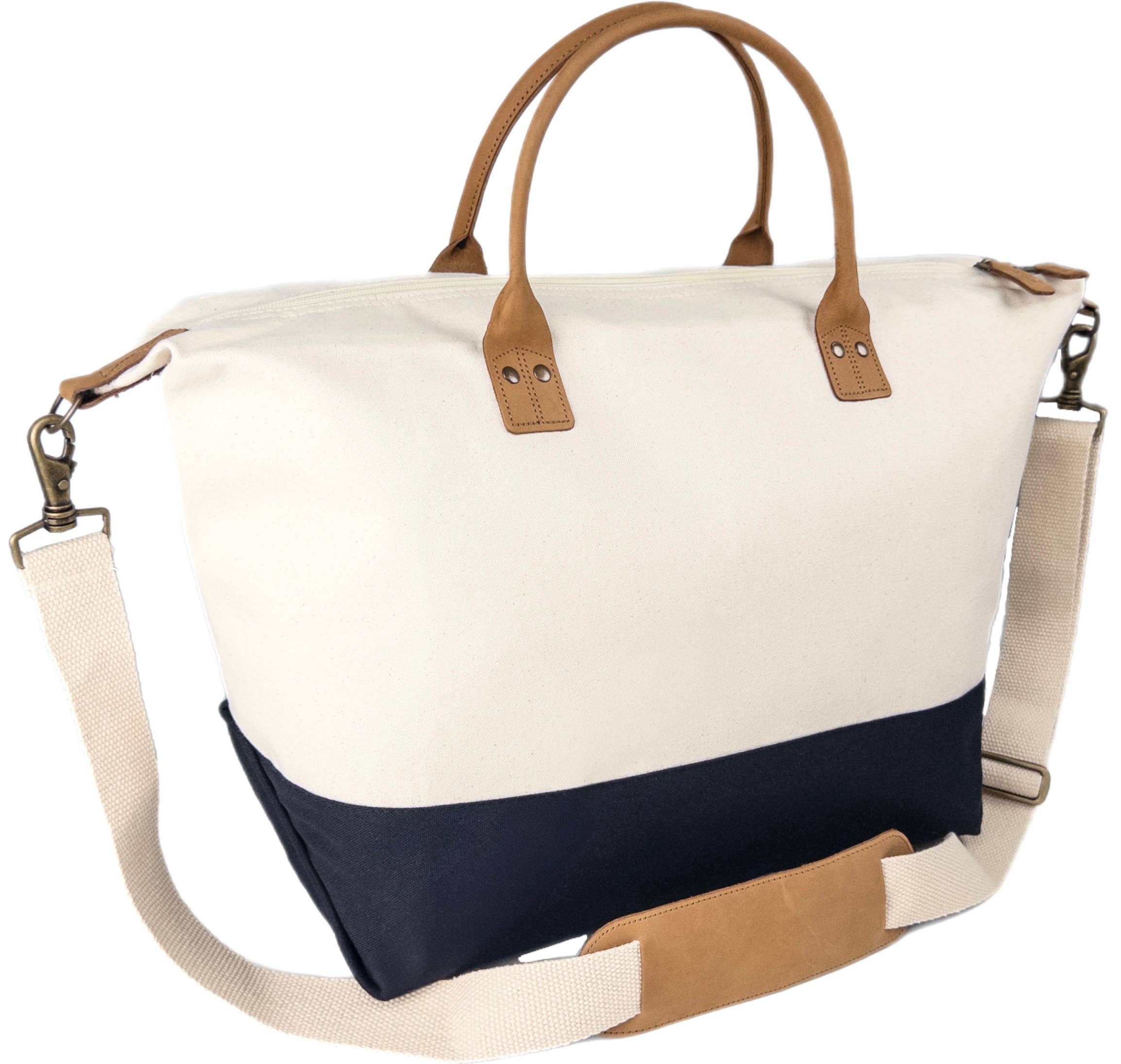 US Bags - Wholesale Weekender Bag - Women's - Premium Weekender Canvas Travel Duffel Bag | Leather Brass10