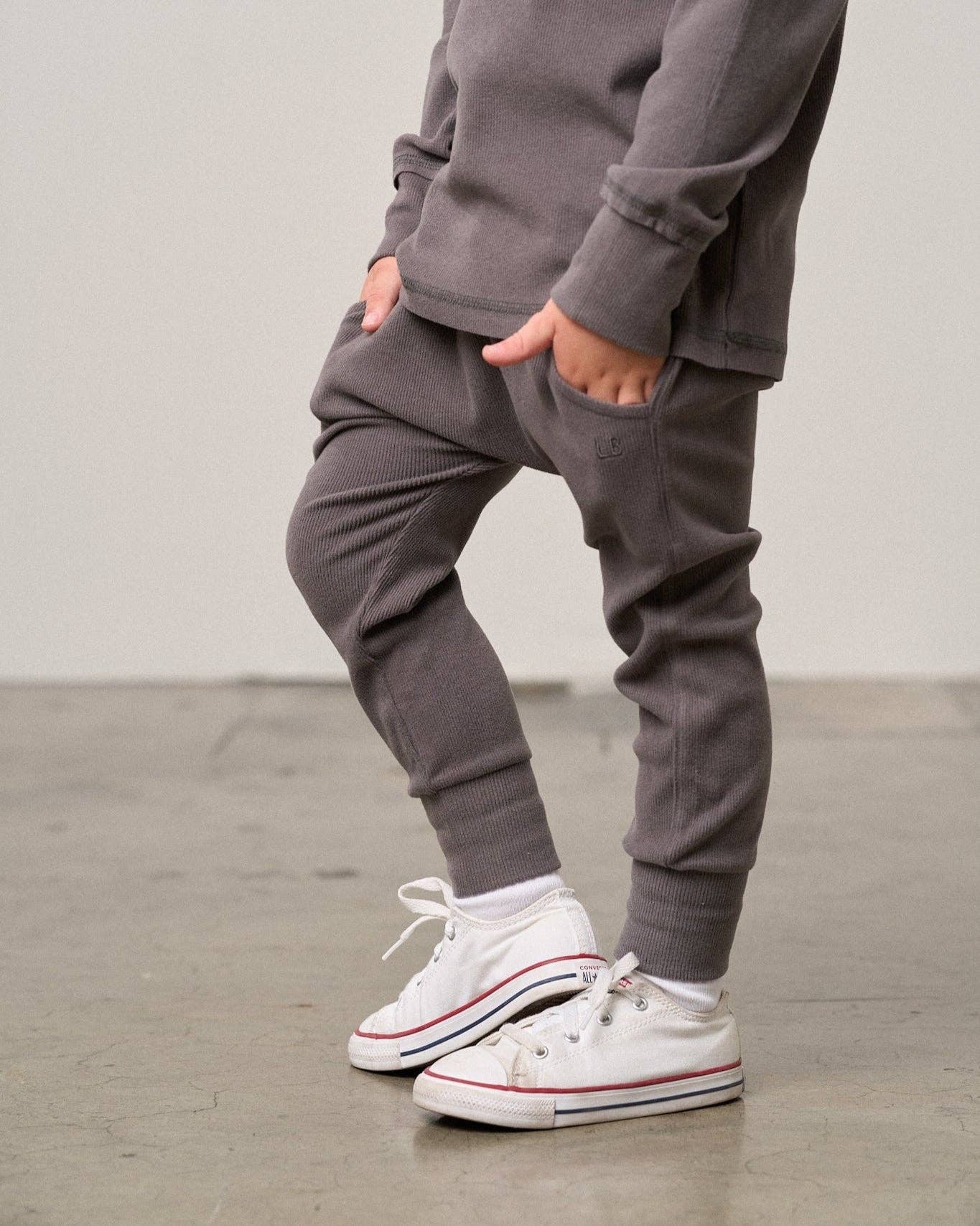 Little Bipsy - Wholesale Lounge Sweatpants/Joggers - Kids - Ribbed Jogger - Graphite3