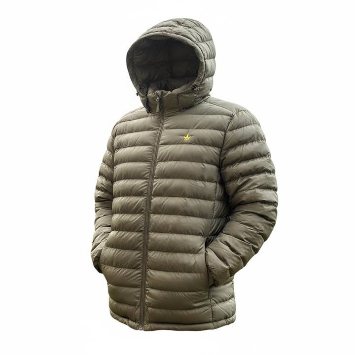 Recycled Puffer Jacket - Crown Logo for wholesale by THTC (The Hemp Trading Company)