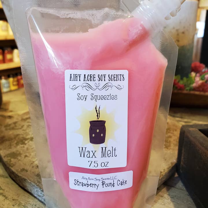 Strawberry Pound Cake Squeezable Soy Wax Melt for wholesale by AIRY ACRE SOY SCENTS LLC