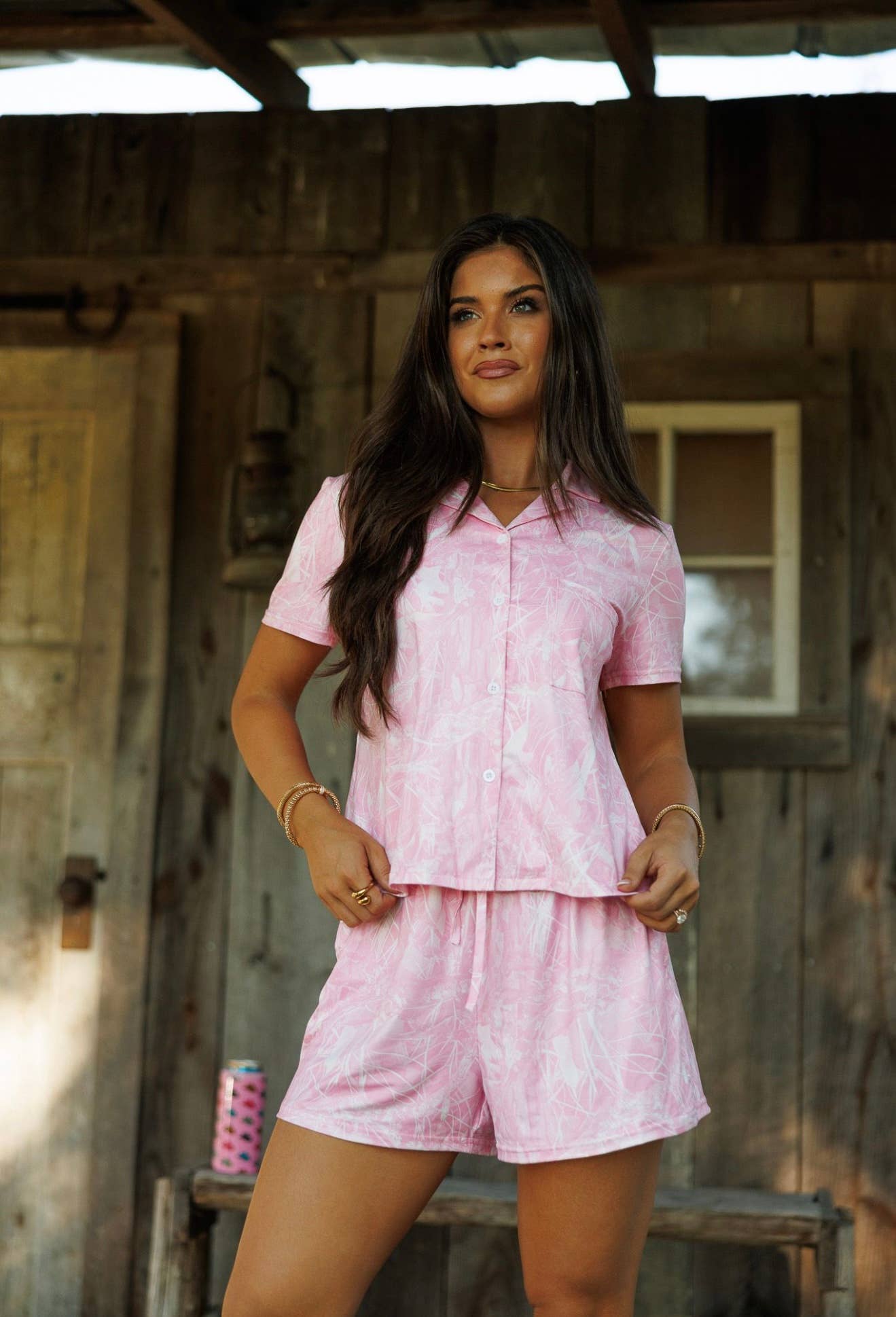 The Front Porch Label - Vente Haut et bas de pyjama – femme - Ensemble de Pyjama Camouflage Rose3