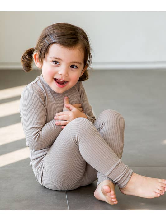 Rib Modal Ribbed knit Beige Long Sleeve Pjs for wholesale on Faire3