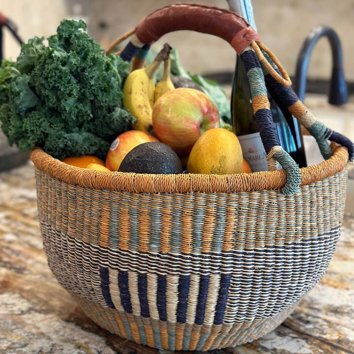 The African Home Goods - Wholesale Basket - African Market Basket - Bolga Ghana Burnt Orange Basket - Large: 14-16" Across2