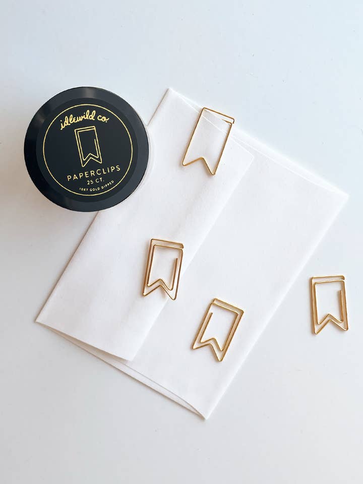 Flag Gold Plated Paper Clips (Jar of 25) for wholesale by Idlewild Co.