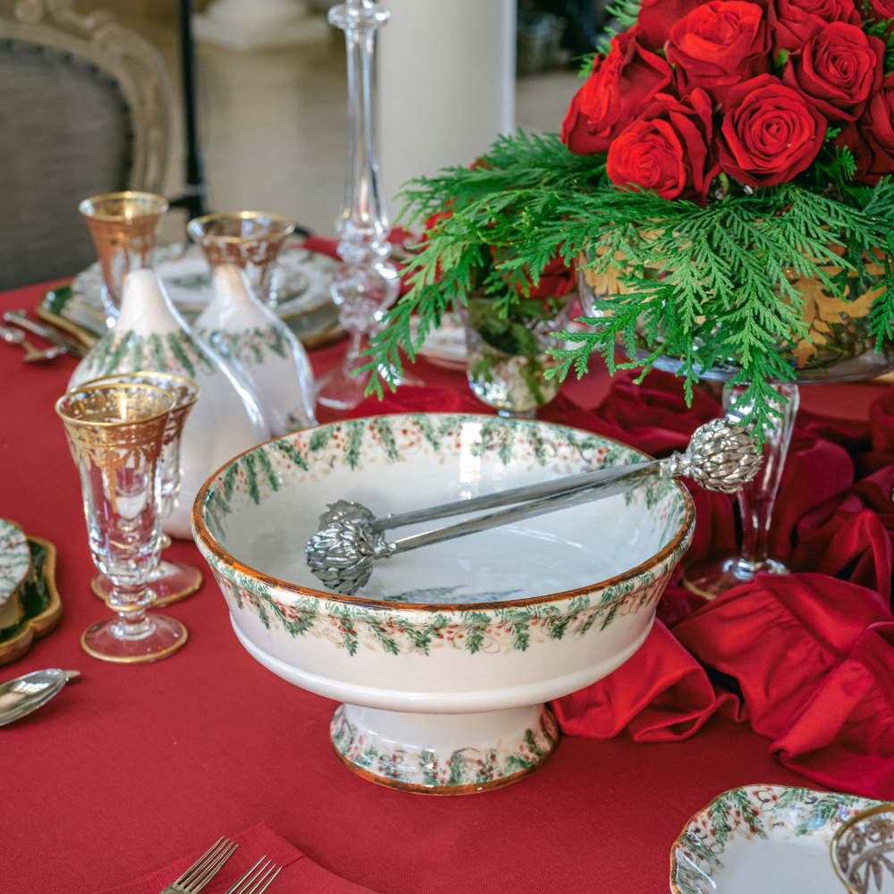 Arte Italica & Crown Linen Designs – Tigela de servir por atacado – Natale Taça de Servir Pé - Natal7