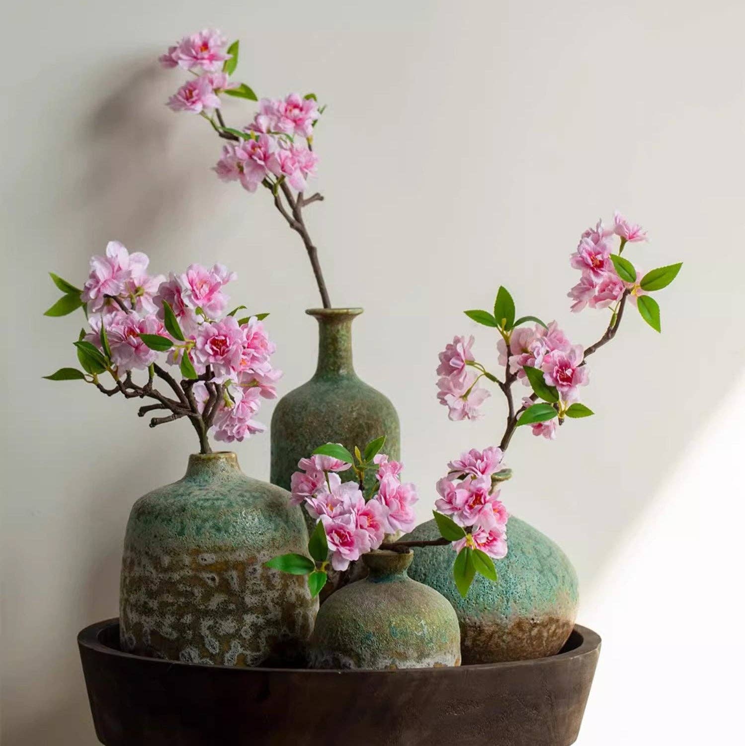 Rustic Reach - Wholesale Artificial Flowers - Small Peach Blossom Flower Stem 16.5" Tall5