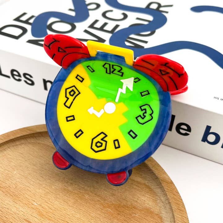 TheDivaSoap - Wholesale Hair Clip - Women's - Cartoon Alarm Clock Hair Clip, Acetate Claw Clip