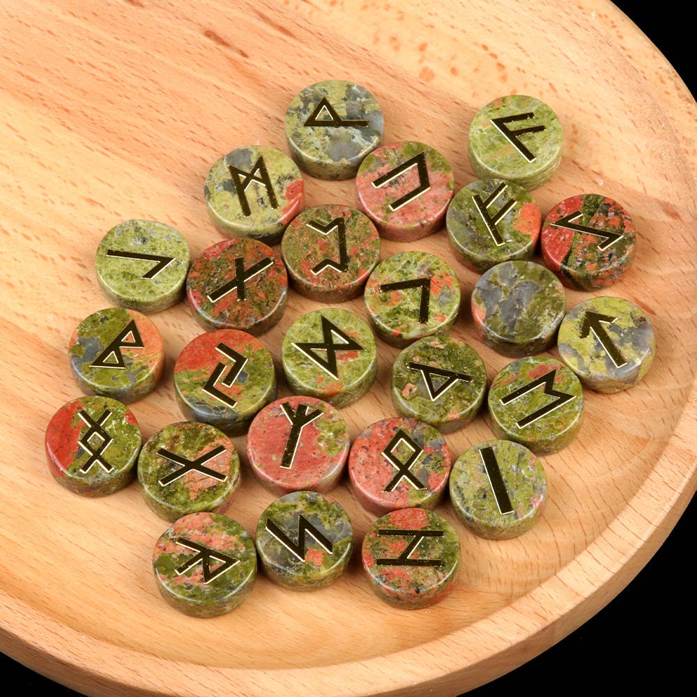 Gemcohub – wholesale Spiritual stone/crystal – Runes Natural Crystal Agate Rune Letter Disc Set Germanic11