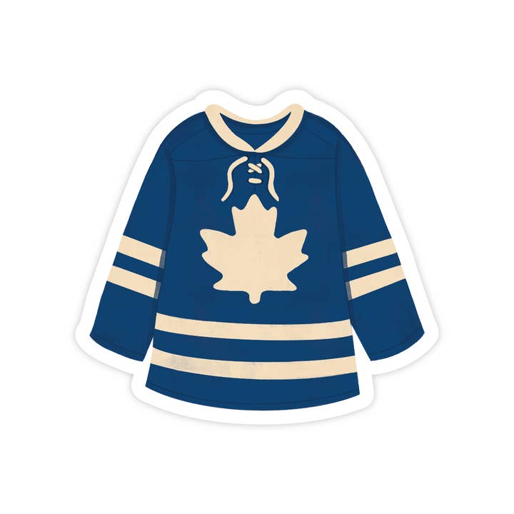 Simple Whimsy - Wholesale Sticker - Blue and White Leaf Hockey Jersey - Toronto Sports Vinyl Sticker