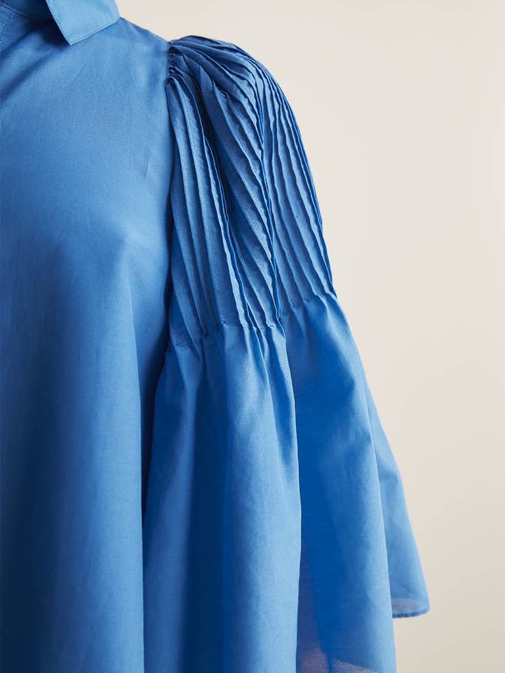 Lorraine Silk Cotton Trapeze Shirt | Cerulean Blue for wholesale on Faire