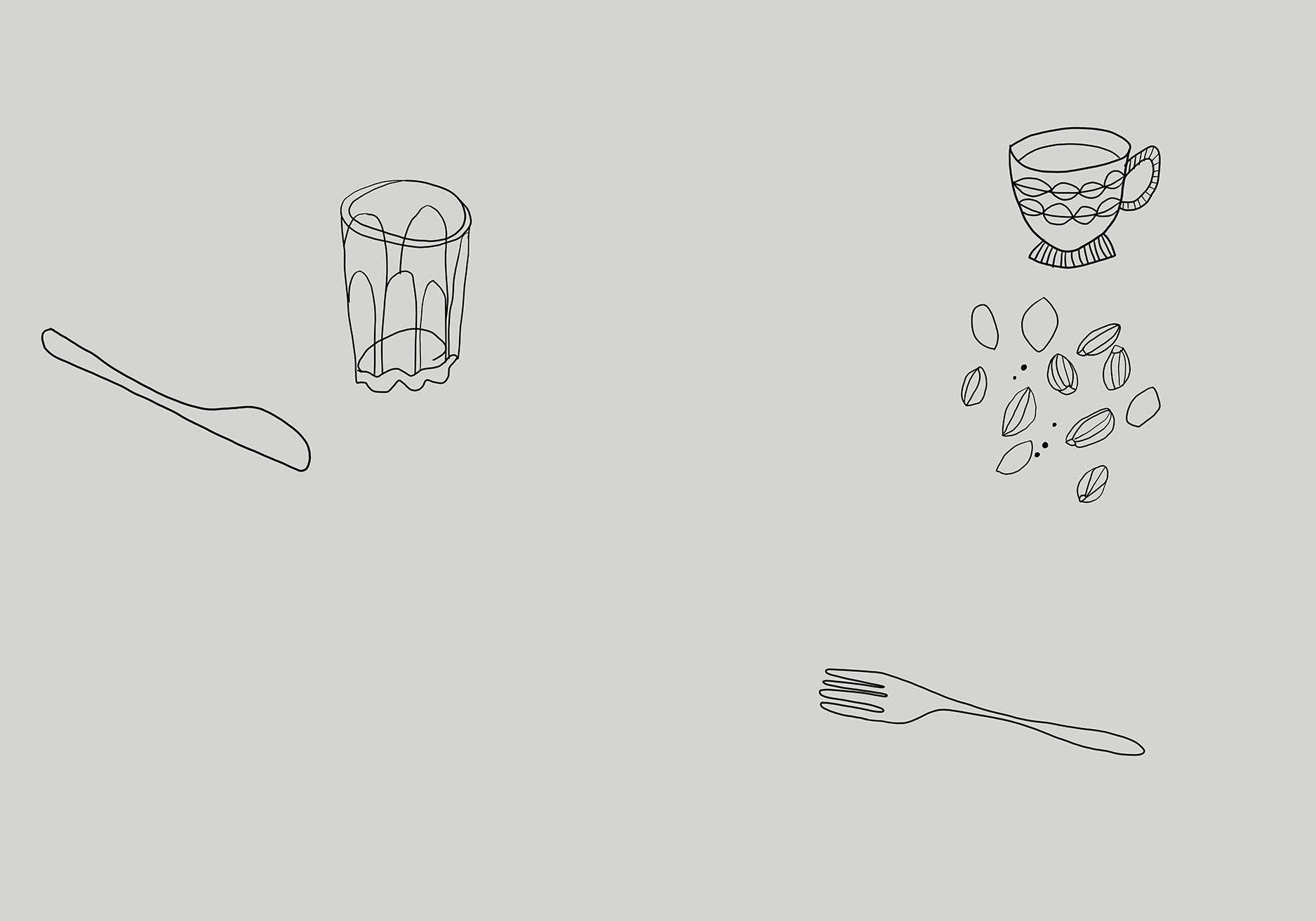 À bientôt - Vente Sets de table - Set de table en lin biologique Petit Dej en noir0