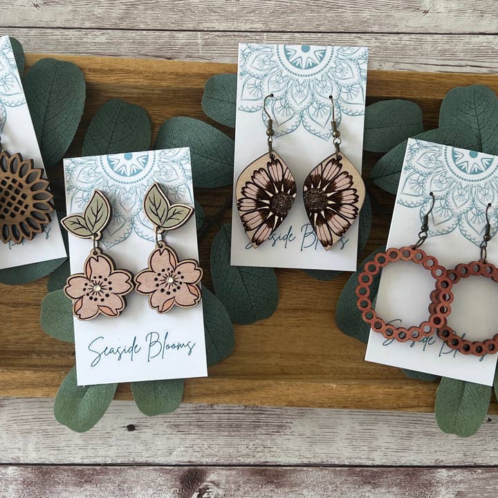Seasideblooms - Wholesale Dangle Earrings - Boho cute hand painted lightweight maple wood (Copy)