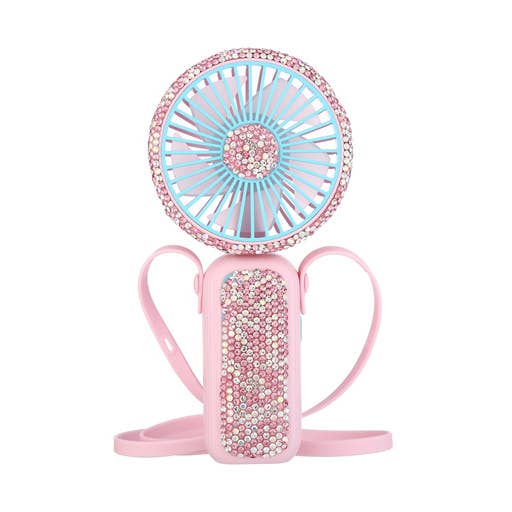 Nima Accessories Inc - Wholesale Handheld Electric Fan - Ladies Rhinestone With Strap Hand Held Fan 0