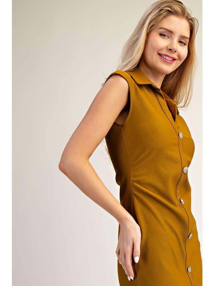 Glam - Wholesale Dress - Women's - V-Neck Midi Shirt Dress10