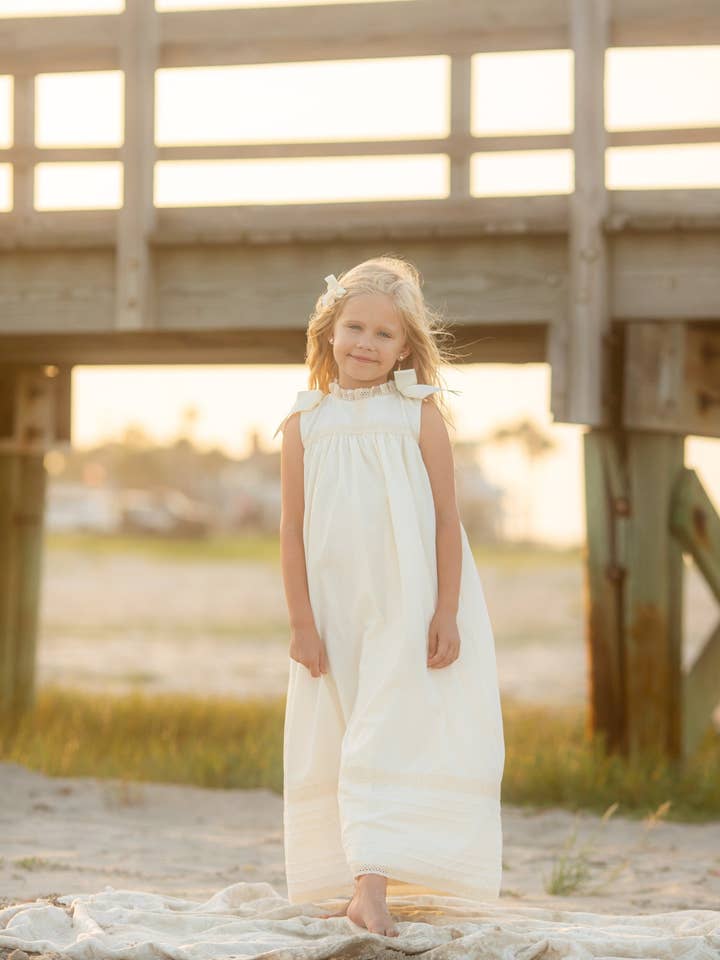 Posh Pickle - Wholesale Dress - Kids - Cambridge Ecru Sleeveless Heirloom Dress4