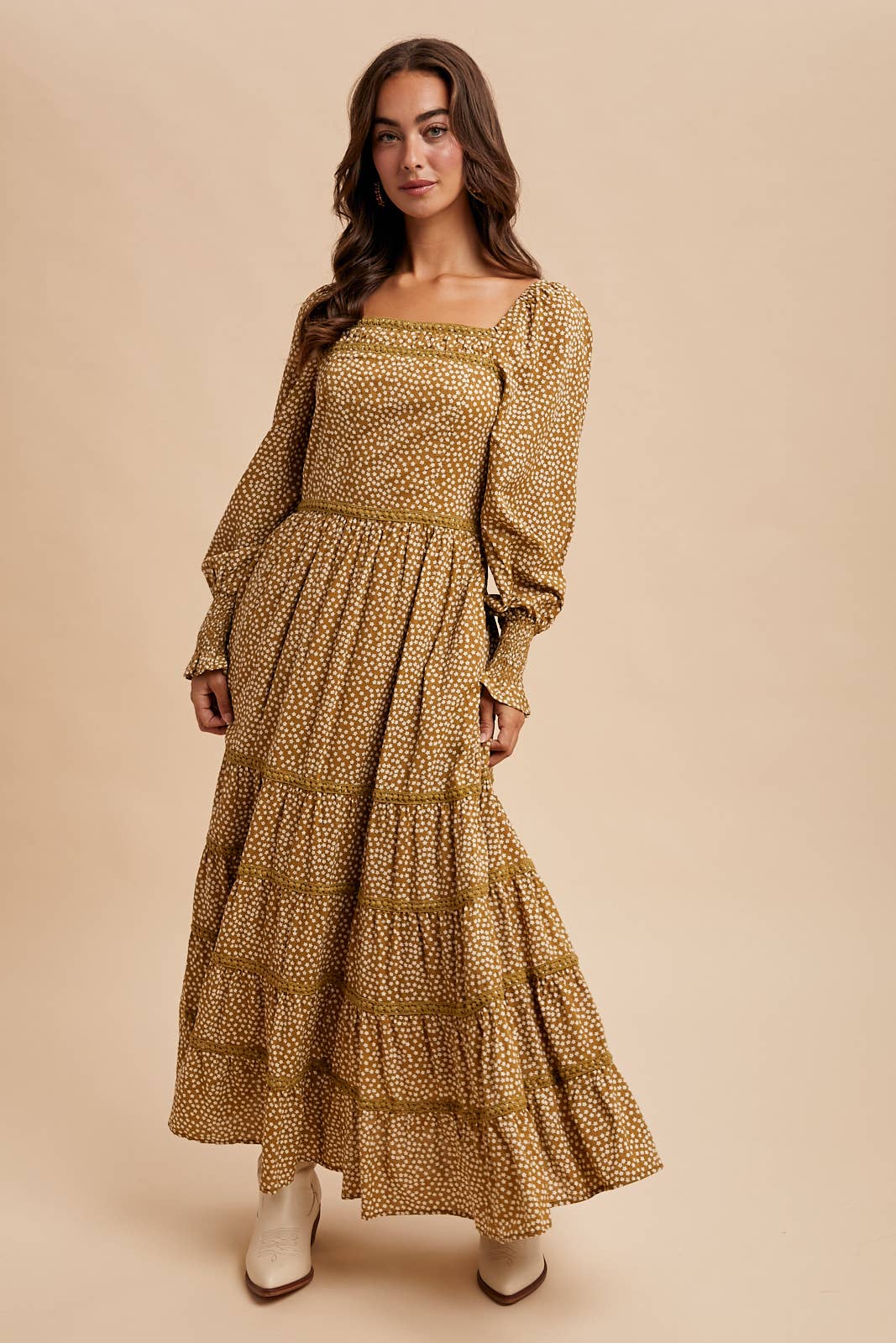 In Loom - Wholesale Dress - Women's - COTTON FLORAL LACE TRIM MAXI DRESS0