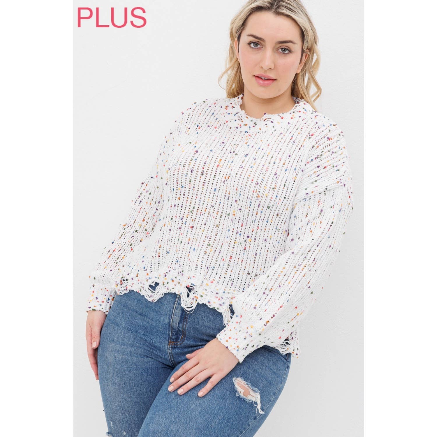 Sweet Generis – Engroshandel Pullover - Dame – PLUS CHENILLE POPCORN PLETTER NØDLIDENDE CROP SWEATER19